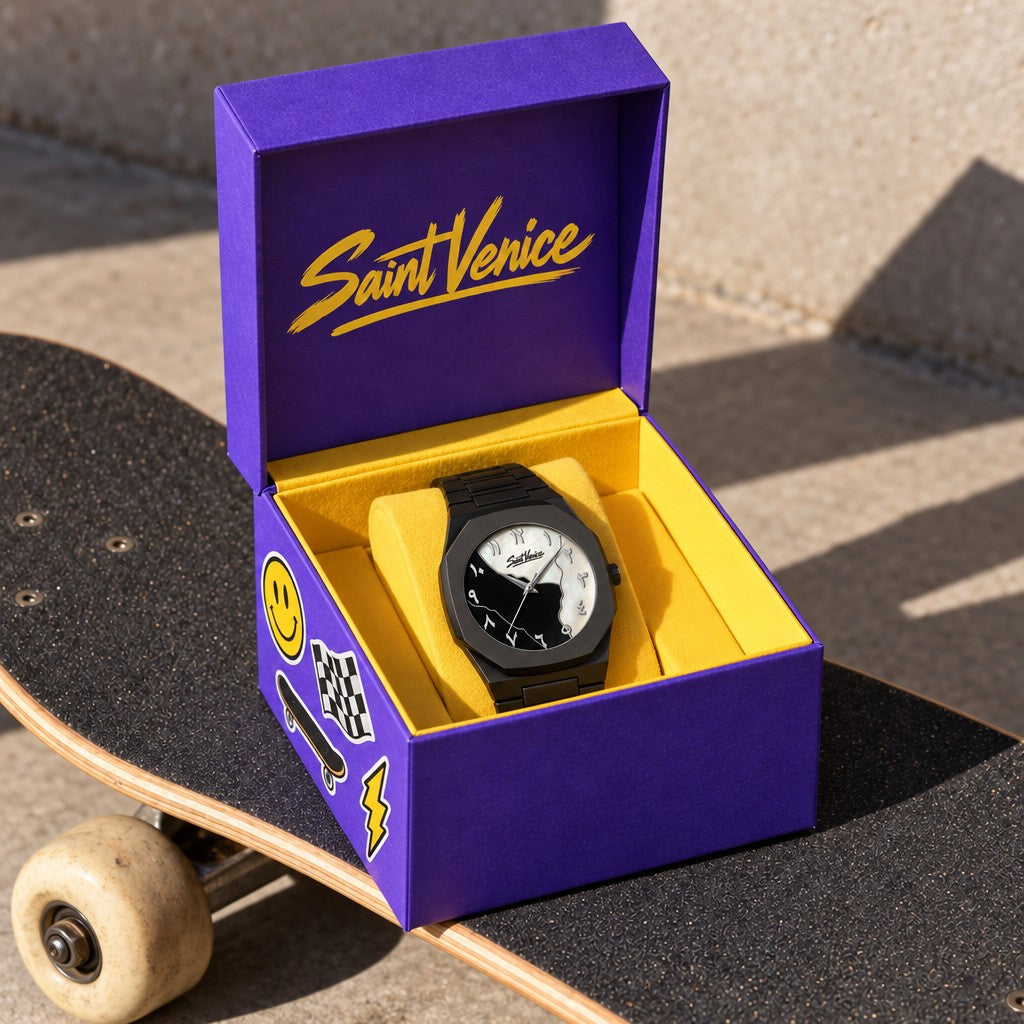 Saint Venice Kickflip White — na caixa