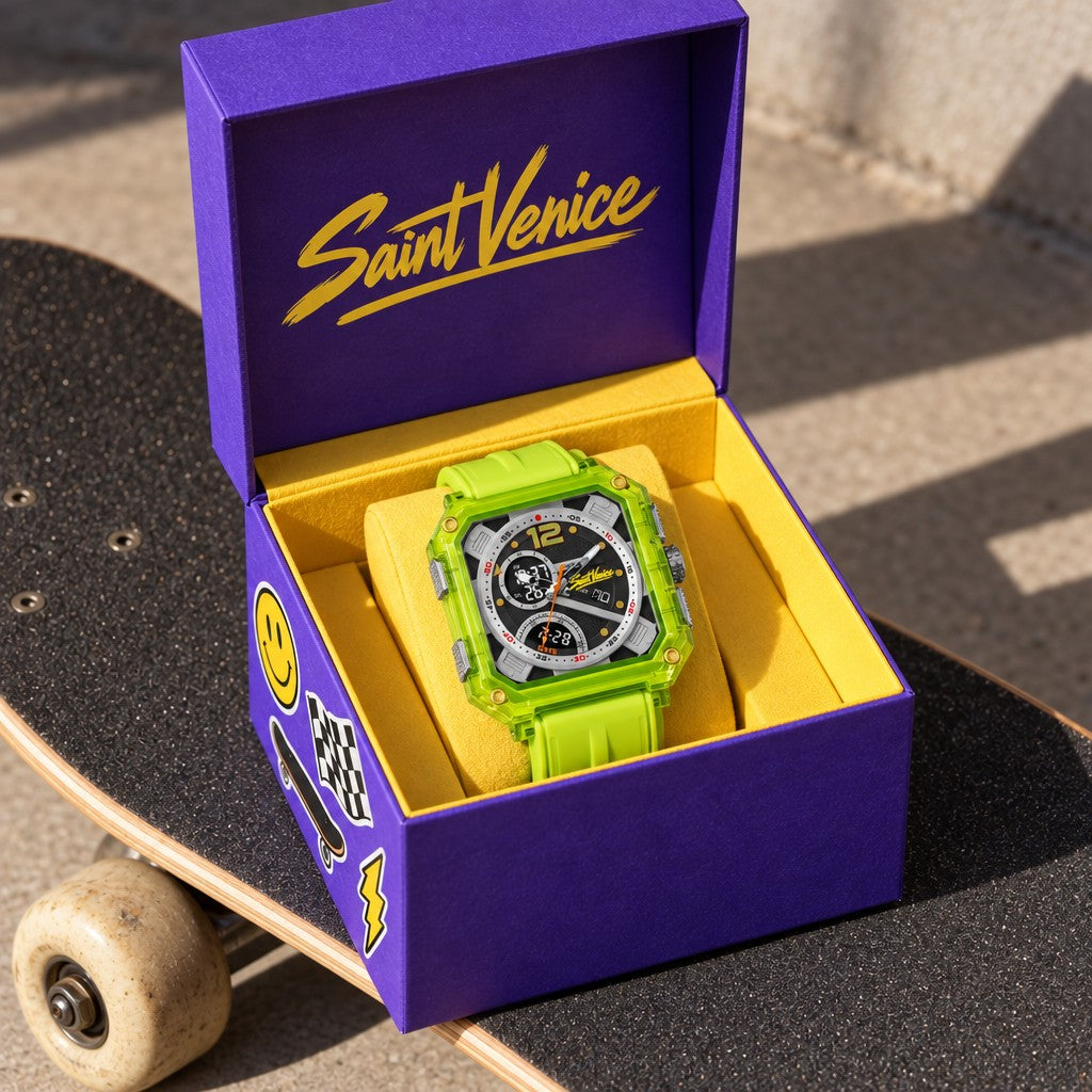 Saint Venice Neon Green — na caixa